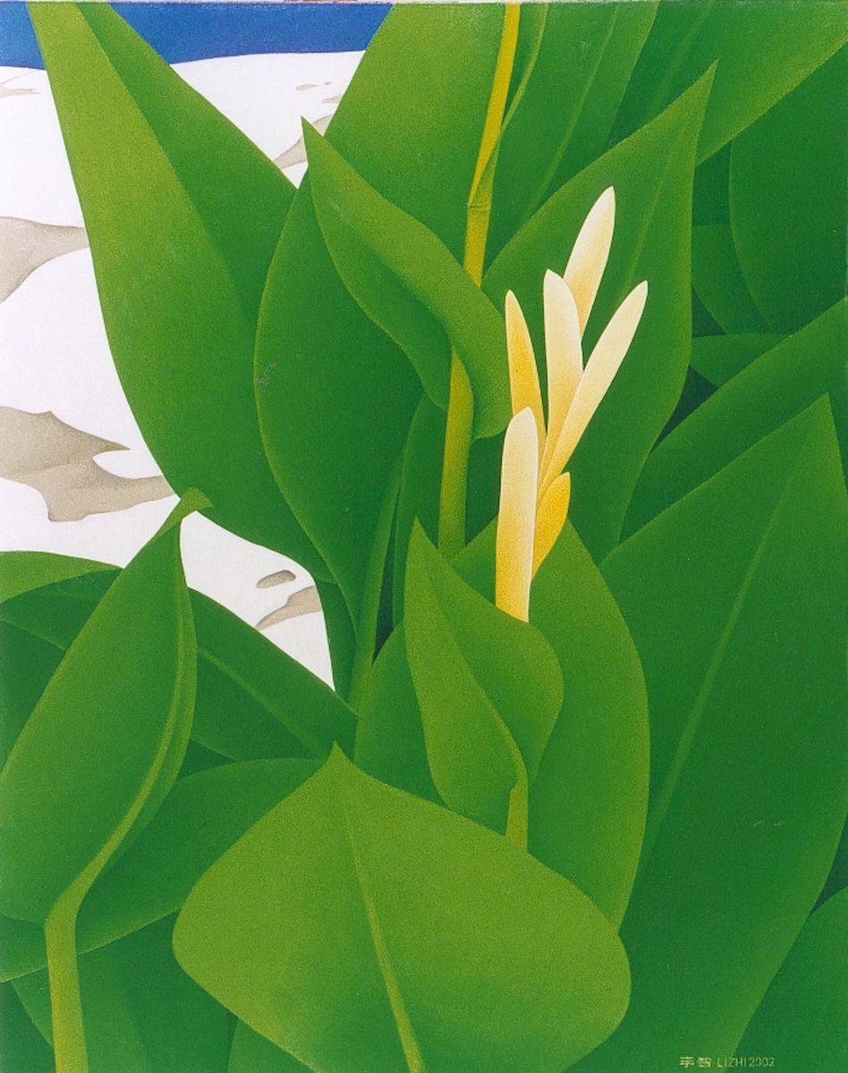 Abstract Oil Painting By Zhi Li, 29 X 36", Creative Work 12 [Blue Sky], Original Artwork