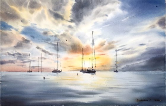 Yachts at sunset #5