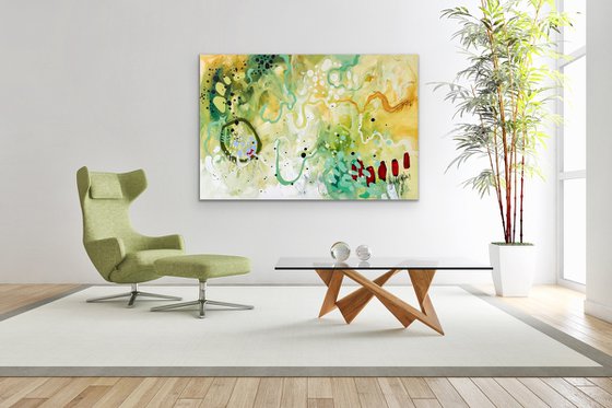 Marée basse - Large abstract mixed-media painting