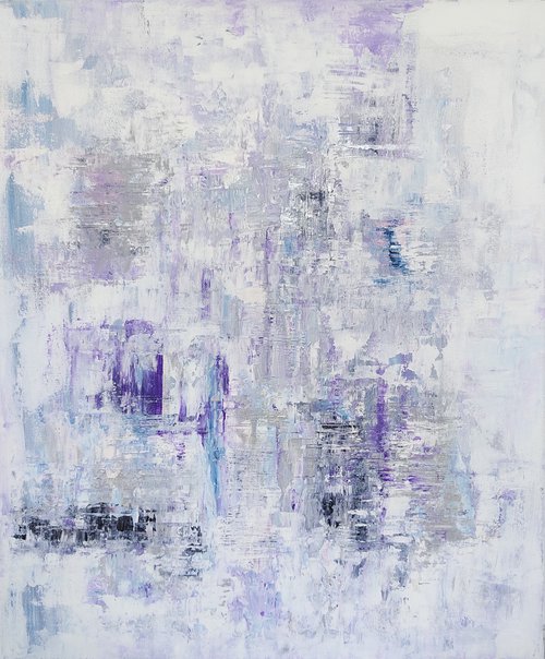 Purple White Abstract Painting by Jovana Manigoda