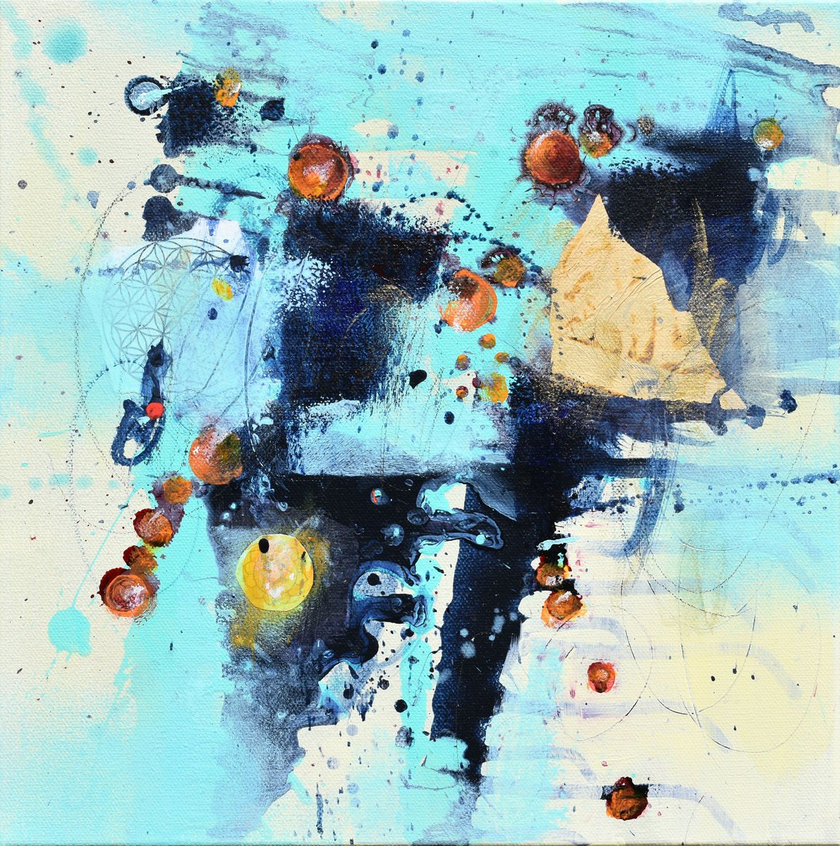 Abstract Acrylic Painting By Cynthia Ligeros, 12 X 12, Glimmer Of Hope, Original Artwork