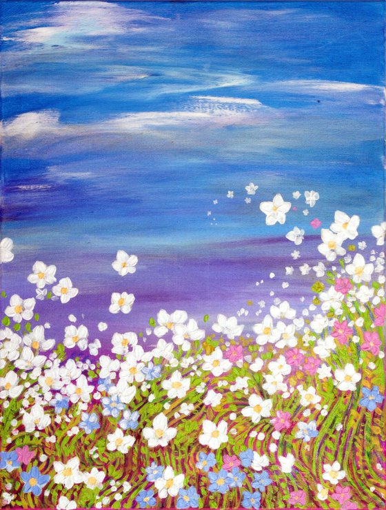 White Wildflowers 46x61 cm