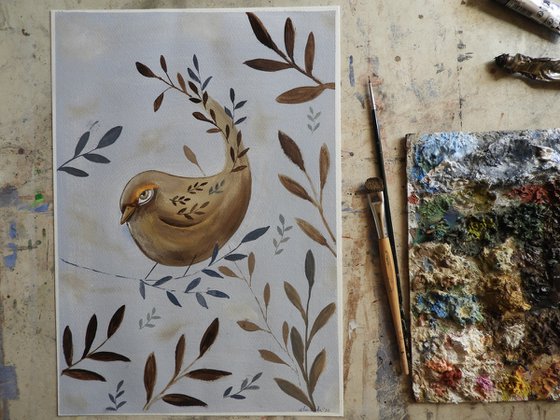 The bird and the leaves