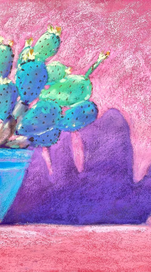 Cactus Glow in Pastel Dreams by Ksenia Lutsenko