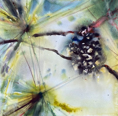Pine cones - original watercolor by Anna Boginskaia