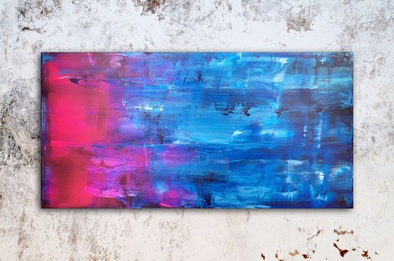 "Washing Away" - FREE USA SHIPPING - Original Large PMS Acrylic Painting On Board - 48 x 24 inches