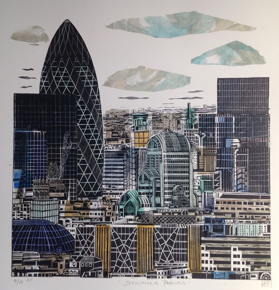 Structured Patterns - London (chine colle’) by Alison  Headley