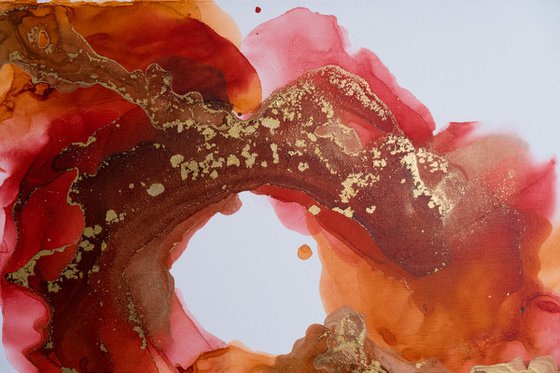 Red Gold Abstract Canvas Art