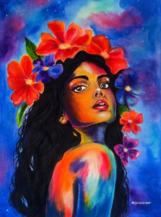 She Blooms in Starlight - Woman Portrait