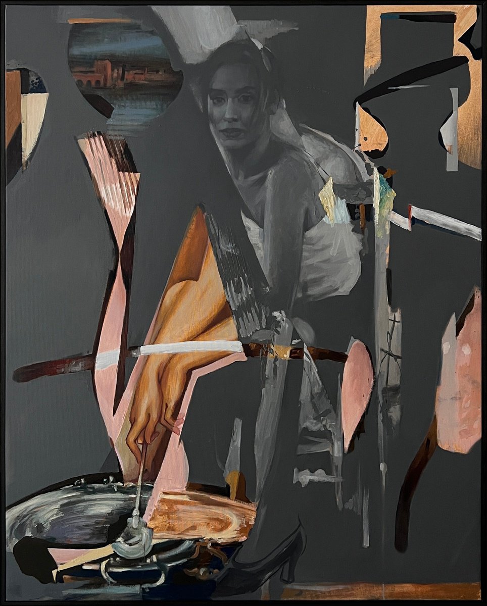 Organic Portrait Oil Painting By Mykhailo Korobkov, 35 X 47", Camarera, Original Artwork