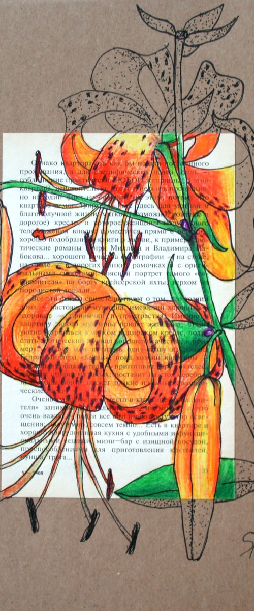 Flower composition III... Mix Media, Collage 8.5x11" /  ORIGINAL PAINTING by Salana Art Gallery