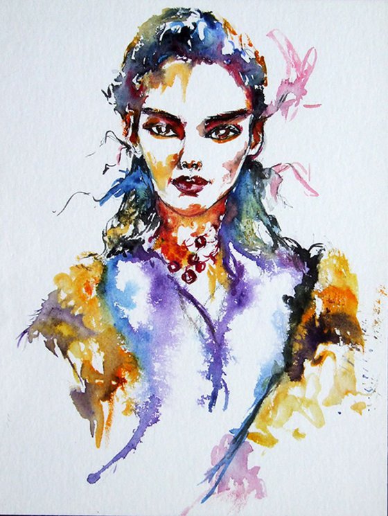 Cheerful Girl / Portrait in Watercolor