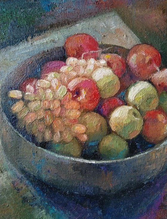 Still life-apples  (40x50cm, oil painting, ready to hang)