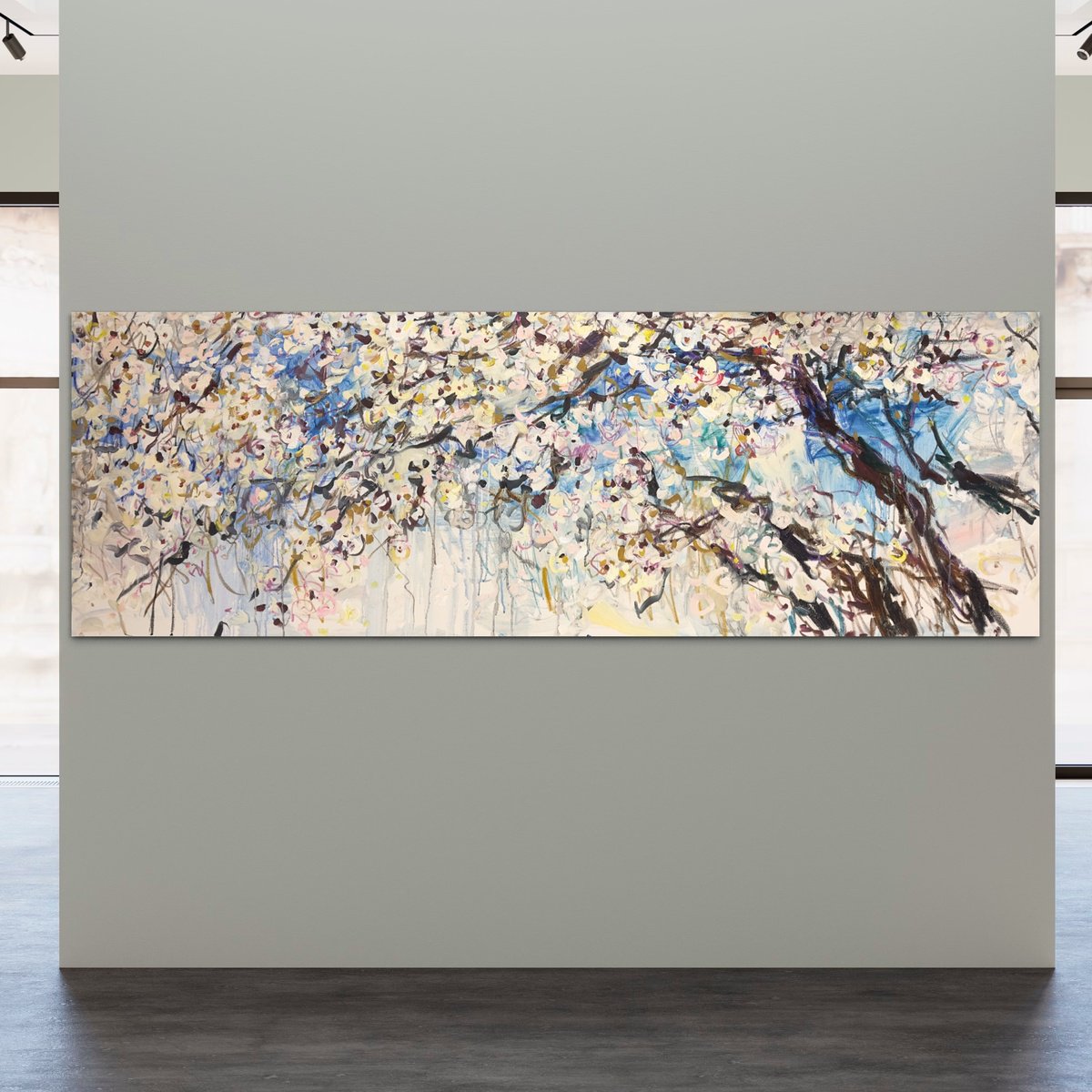 Expressive Landscape Oil Painting By Lilia Orlova-Holmes, 72 X 24", In The Begining, Original Artwork