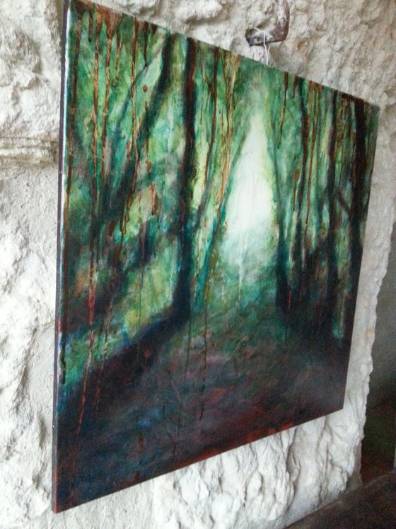 The emerald forest - oil painting - woodland landscape