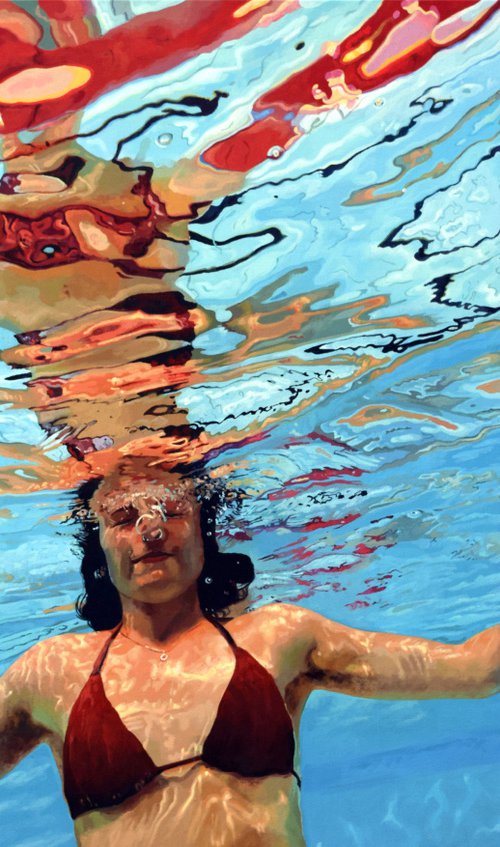 Radiance - Large Swimming Painting by Abi Whitlock