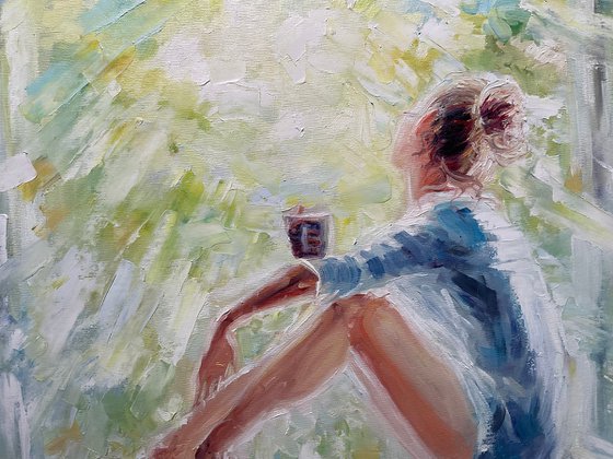 Girl near the window. Spring dreams