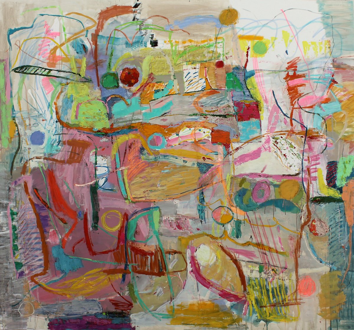 Expressive Abstract Acrylic Painting By Sergiy Dekalyuk, 81 X 76", On The Eve Of That Day, Original Artwork