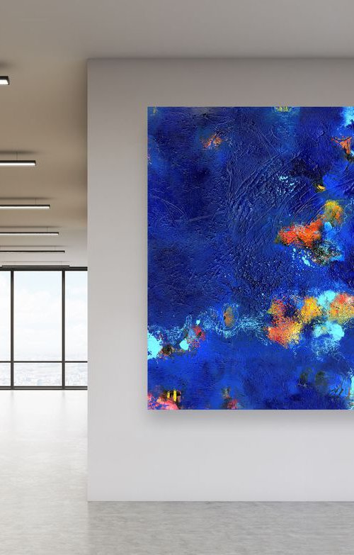 Across the Starlit Sky - Large Textural Abstract Painting by Kathy Morton Stanion by Kathy Morton Stanion