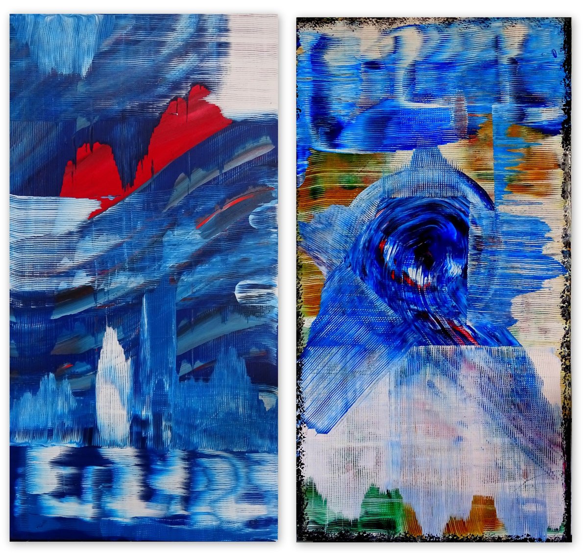 Abstract Acrylic Painting By Cb., 33 X 31, Let Us Be Free 1,2, Original Artwork