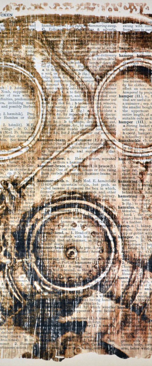 Gas Mask - Collage Art on Large Real English Dictionary Vintage Book Page Perfect Gift For Him by Jakub DK - JAKUB D KRZEWNIAK