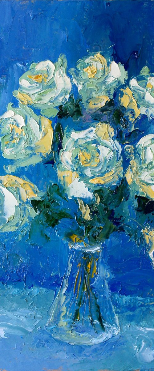 White Roses in Vase by Juri Semjonov