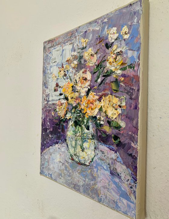 Still life with yellow flowers