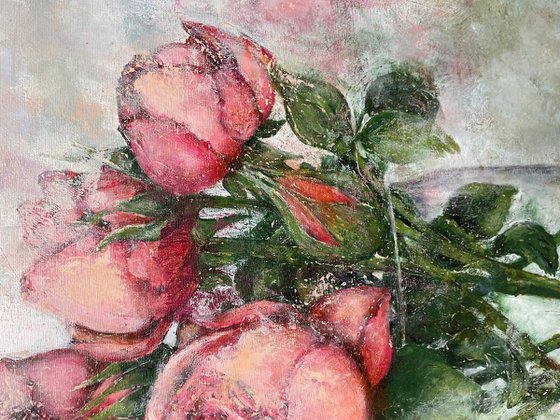 Pink roses in a vase