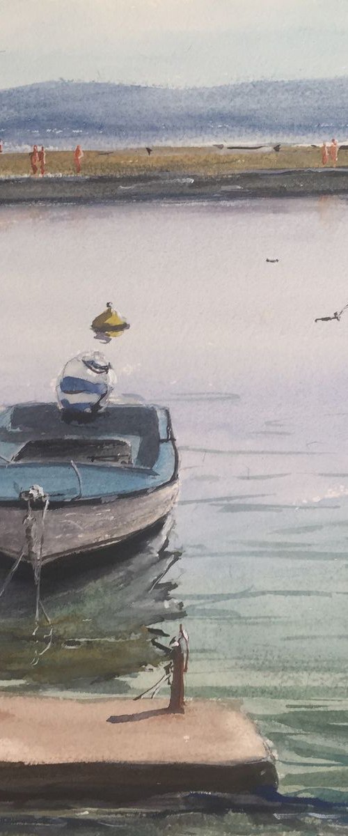 One boat in a harbour by Tihomir Cirkvencic
