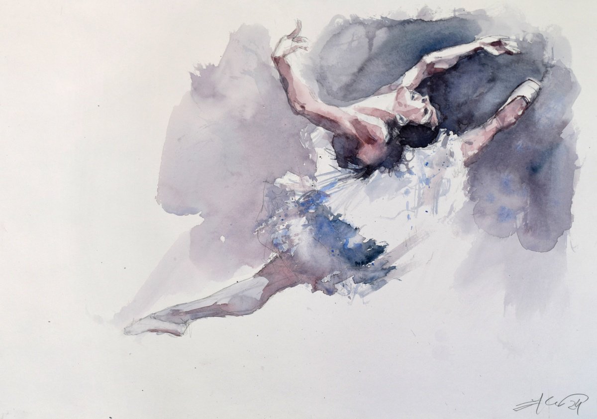 Ballerina lives her dream by Goran Zigolic Watercolors