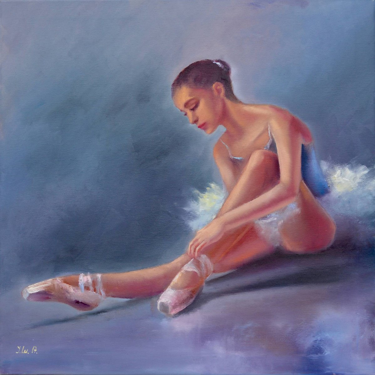 Expressive Portrait Oil Painting By Elena Lukina, 24 X 24, Ballerina, Original Artwork