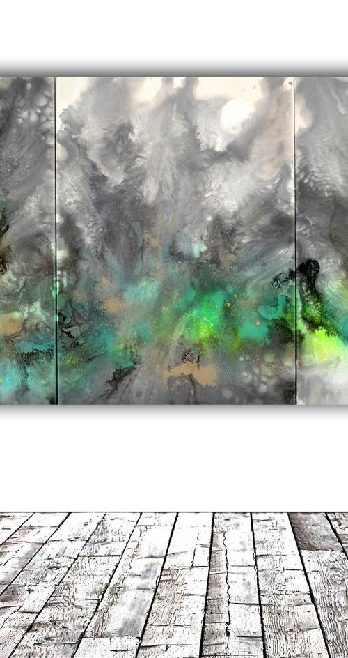 Astral Love 5 - 150x70x4 cm - Big Painting XXL - Large Abstract, Supersized Painting - Ready to Hang, Hotel Wall Decor by Soos Tiberiu