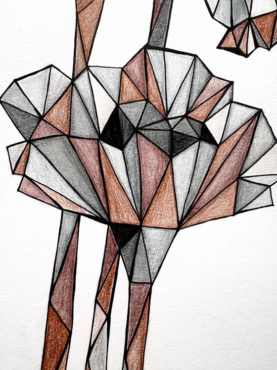 TERRACOTTA POPPIES IN STAINED GLASS LIGHT