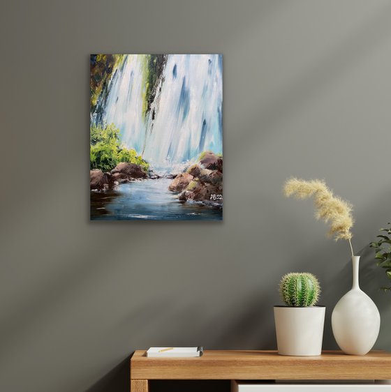 Waterfall - original oil painting