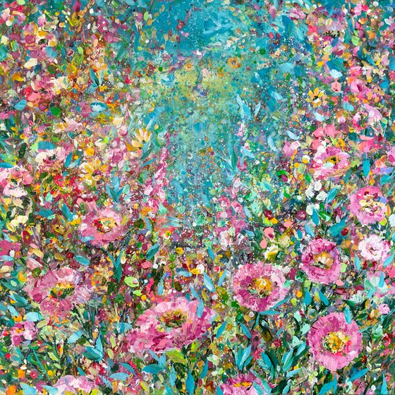 Pinks and Teal Abstract Floral