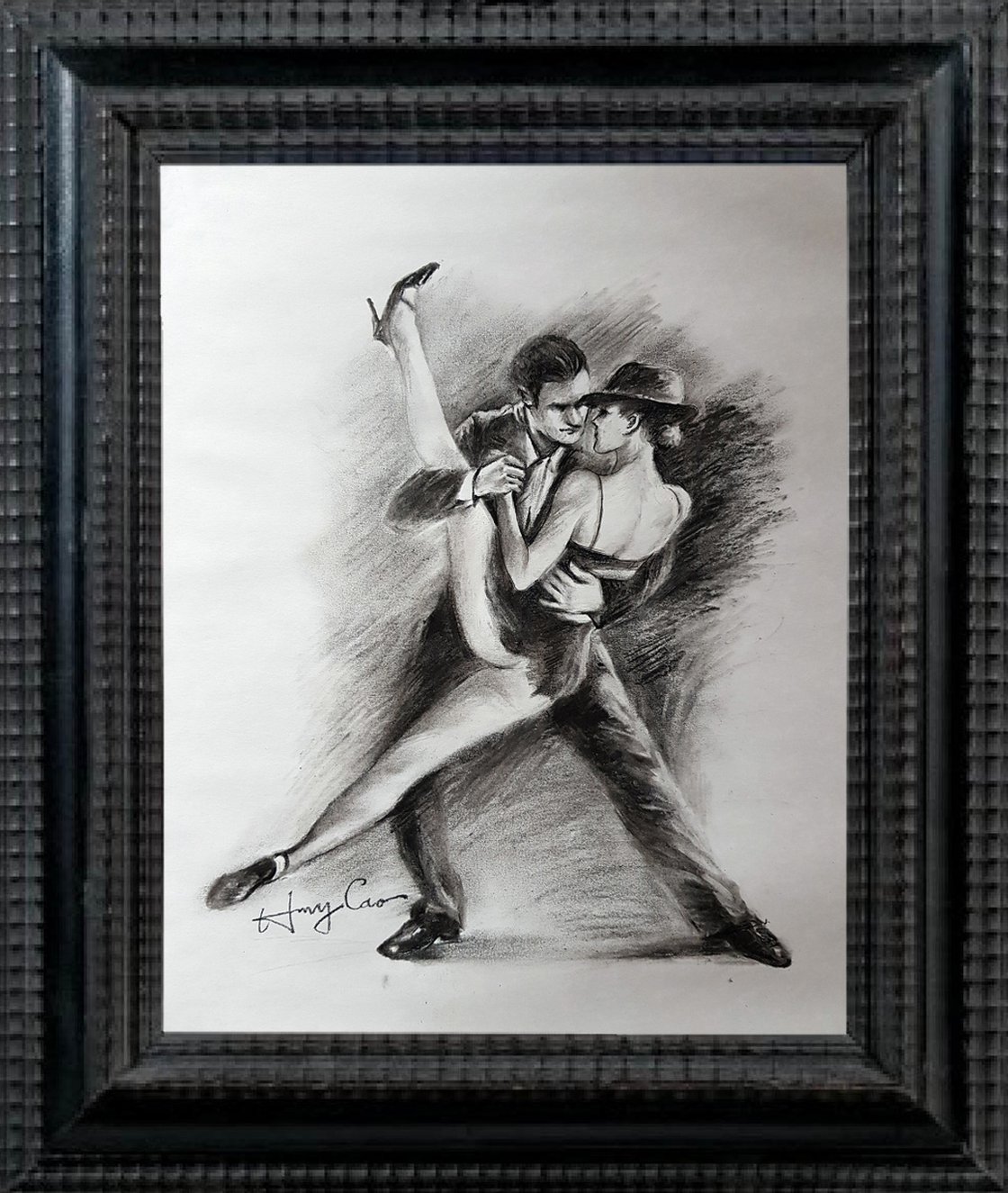 pencil sketches of couples dancing