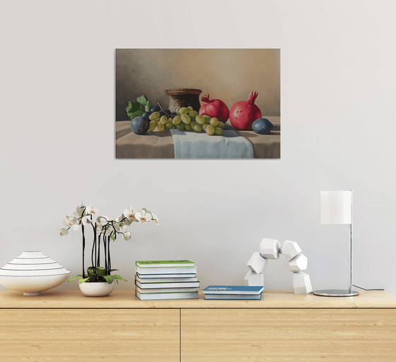 Still life with autumn fruits-3 (40x60cm, oil painting, ready to hang)