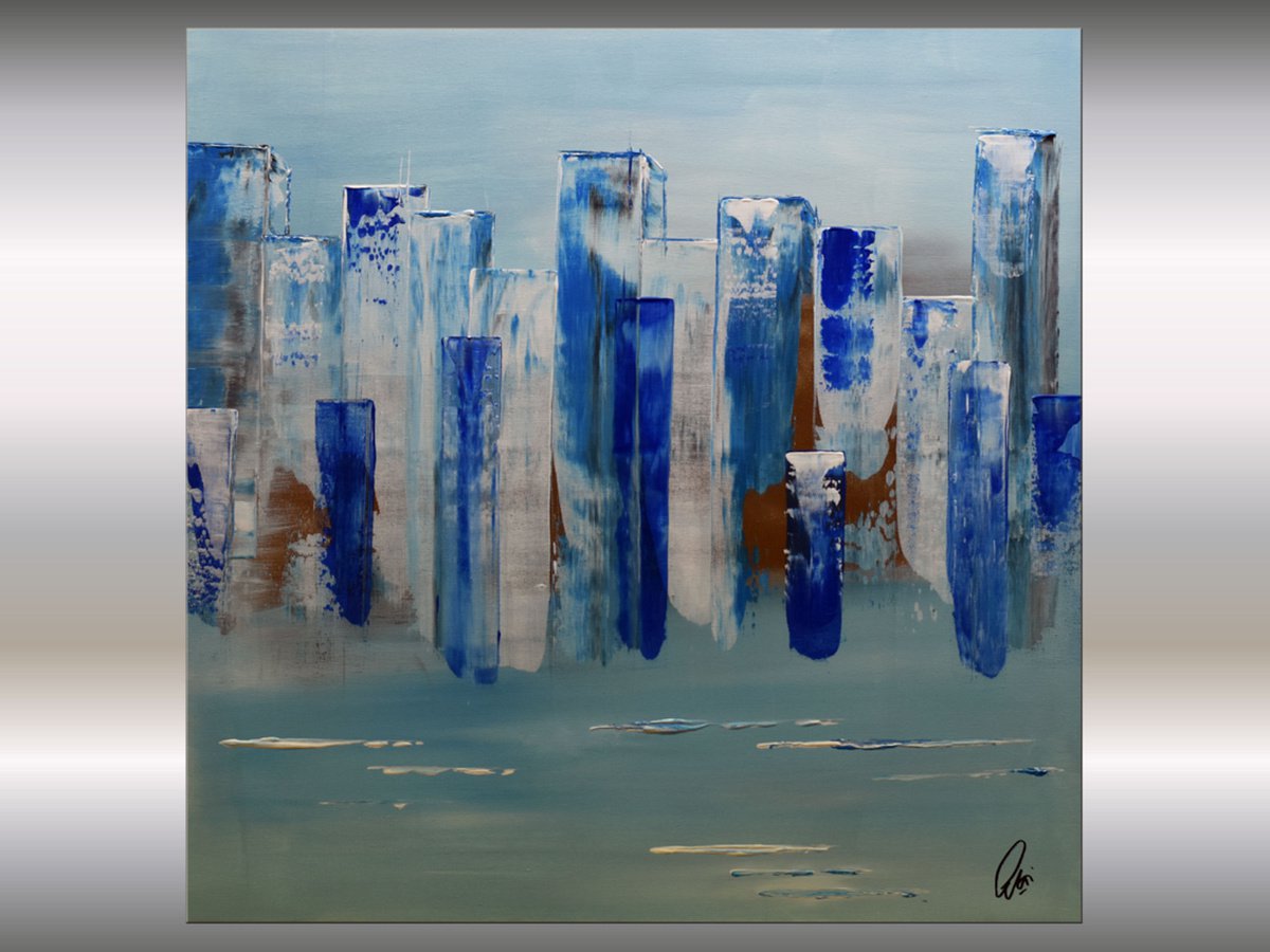 Blue City - Acrylic Painting - Abstract Art Painting Canvas Art Wall Art Ready to hang by Edelgard Schroer