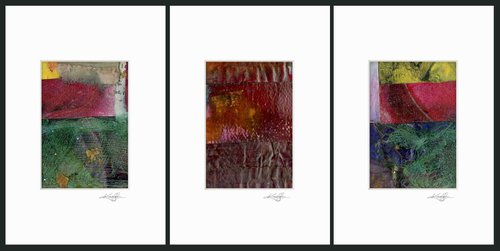 Abstract Collage Collection 4 - 3 Small Matted paintings by Kathy Morton Stanion by Kathy Morton Stanion