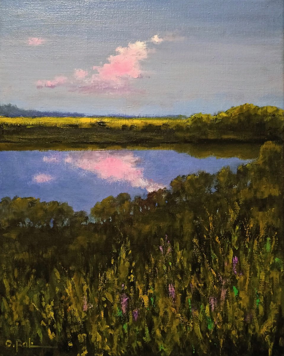 Impressionistic Landscape Oil Painting By Oleh Rak, 16 X 20", Evening, Original Artwork