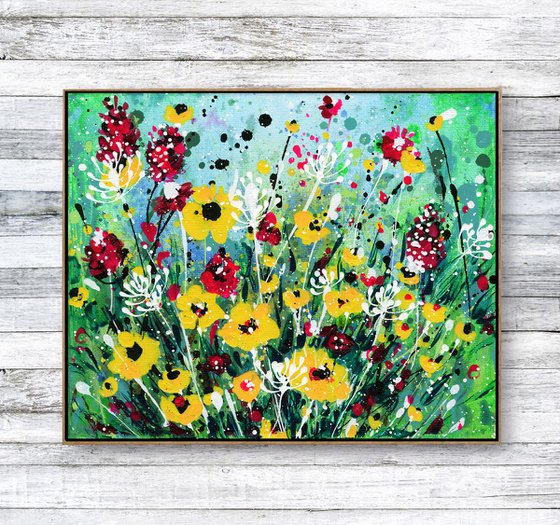 Dancing In The Garden 4 -  Abstract Flower Painting  by Kathy Morton Stanion