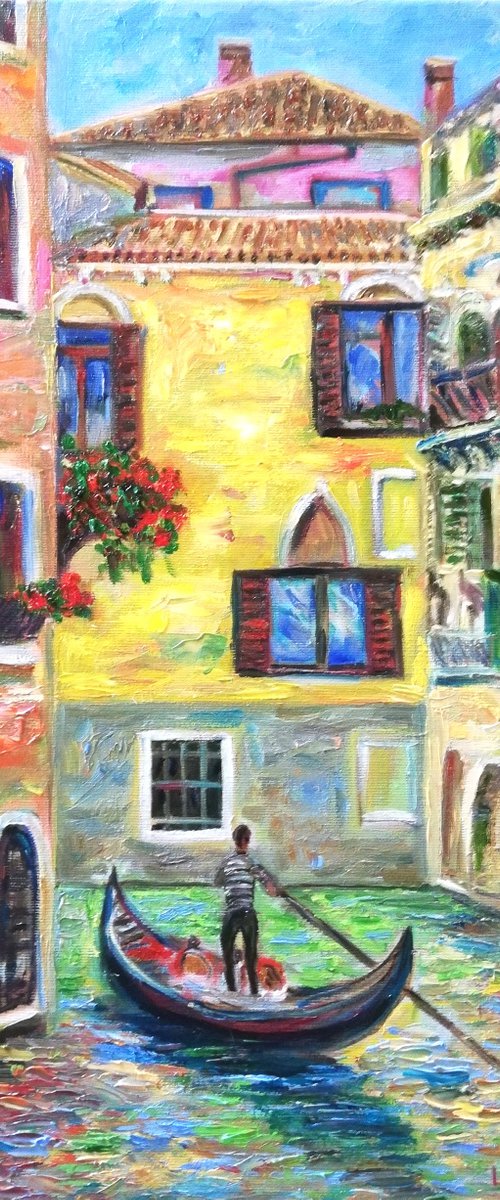 "Romantic Venice" Original Oil Painting on Canvas 40x50 cm (16 by 20 inches) by Katia Ricci