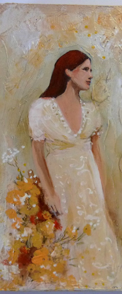 A summer Sunday 20 x 10 cm on wood. by Loetitia Pillault