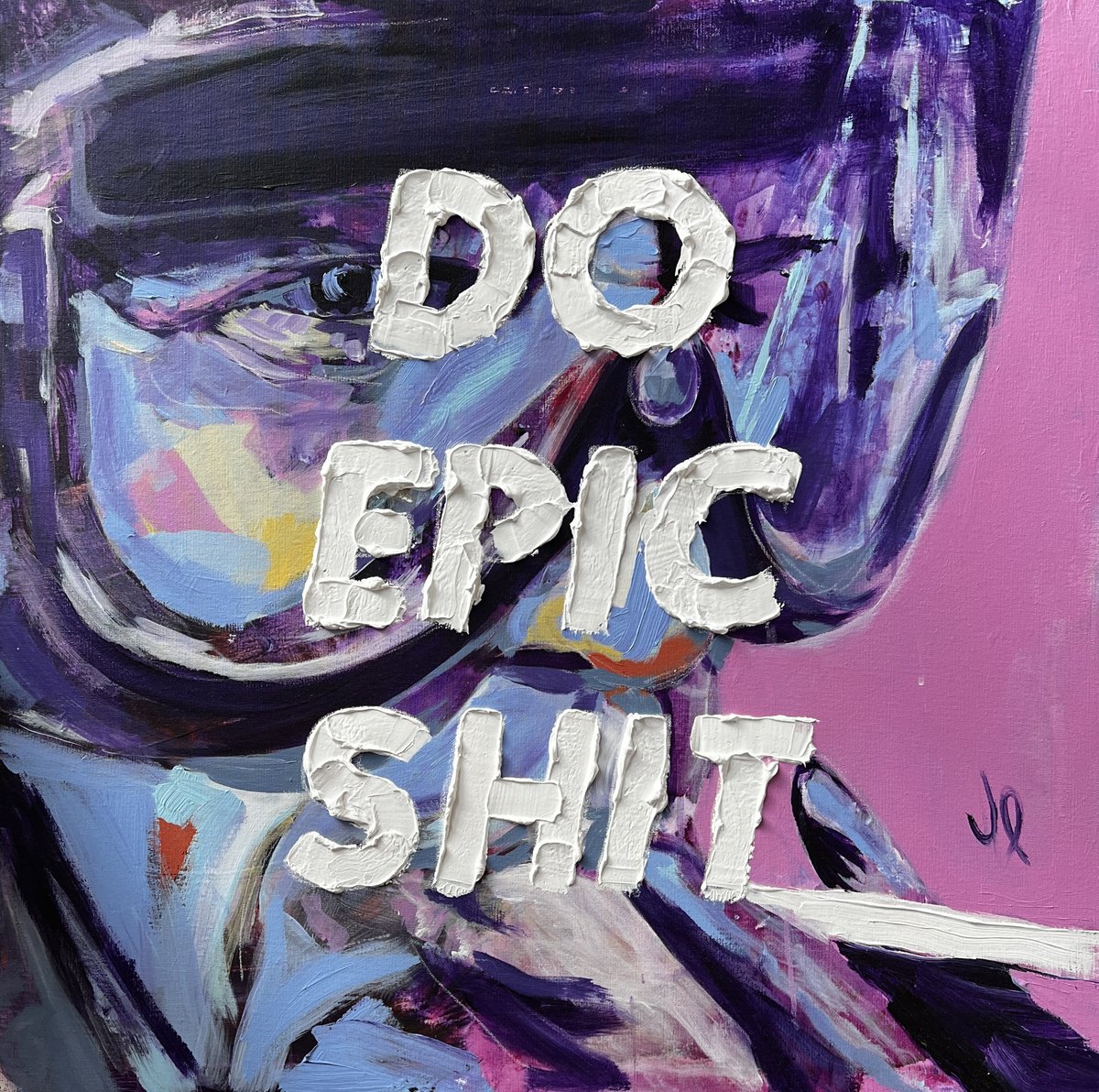 Steve McQueen DO EPIC SH*T Portrait Acrylic on Canvas 80x80cm by Javier Pena