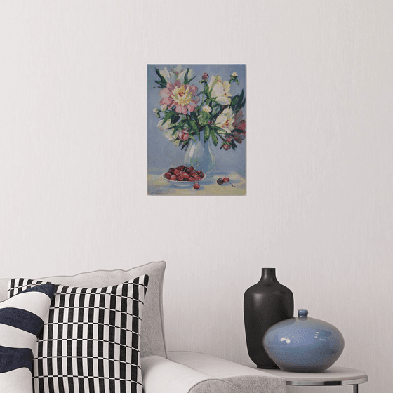 Still life with peonies