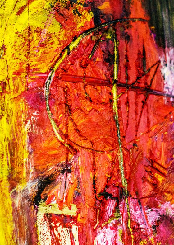 October 2018. Original Colorful Abstract Expressionism Painting.