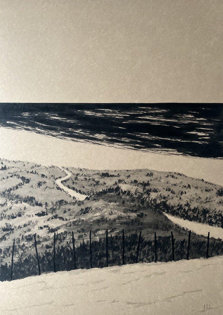 Painting , Coastal Path By Cadiou Frederic, 20 X 28, Artwork For Sale On Artfinder