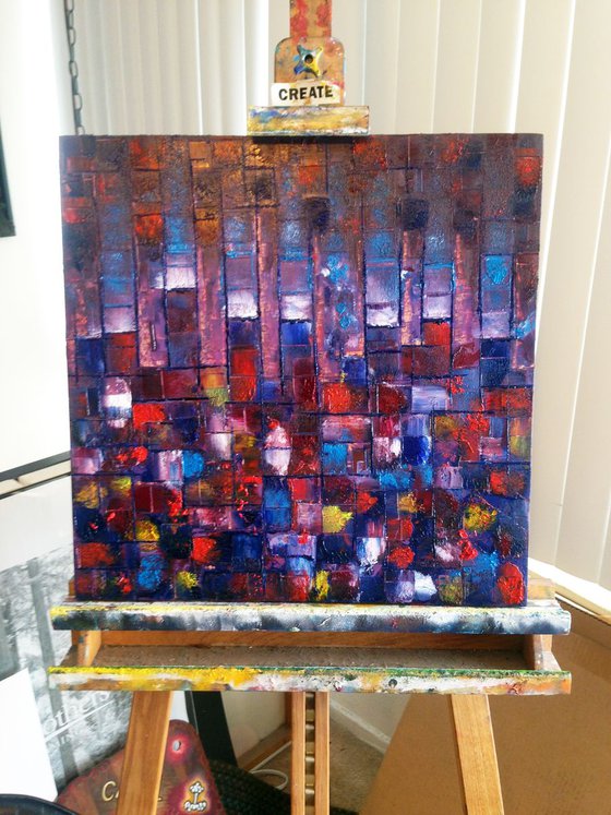 "Don't F#?k With My City" - FREE USA SHIPPING - Original PMS Abstract Oil Painting On  Wood - 20" x 20"