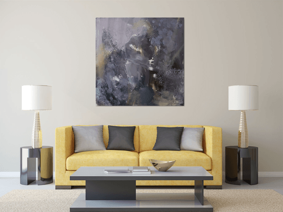 Large XXL Painting 130 Cm Warm Grey Divine Spiritual Art By O KLOSKA