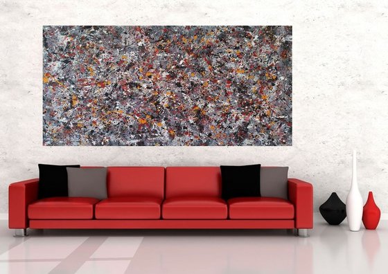 Abstract  JACKSON POLLOCK style Acrylic  on Canvas by M.Y.